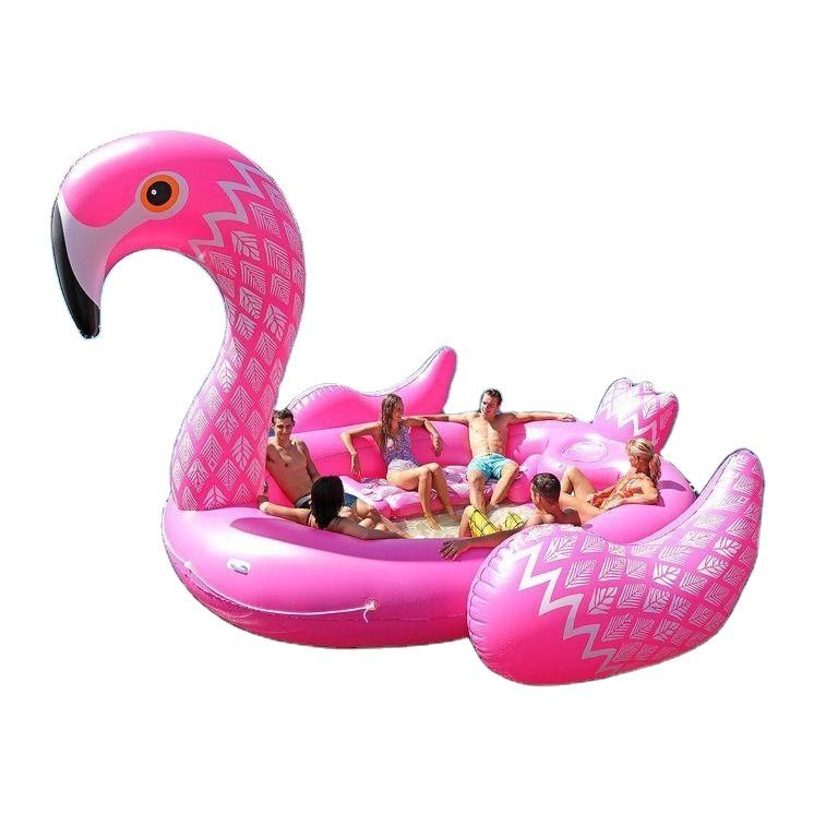 Gigante de 6 personas Adultos piscina flotante inflables Famingo juguete balsa de agua piscina flotante salón