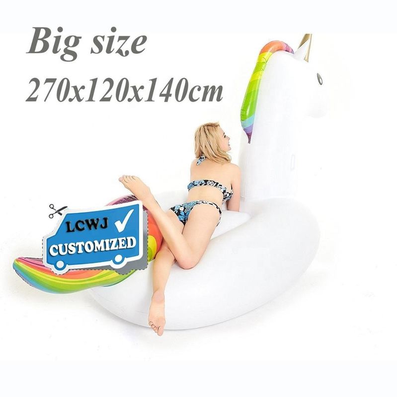 Venta directa de la fábrica de China Lago agua gran caramelo inflable Unicornio flotador de playa