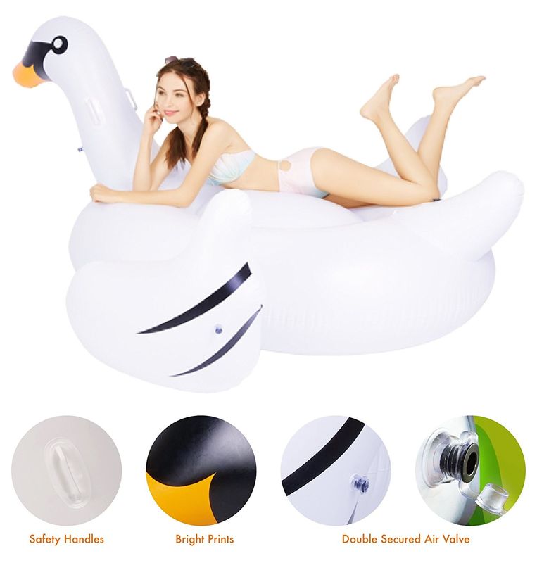Juguete flotante de la piscina inflada grande del cisne blanco 190 x 190 x 130 cm