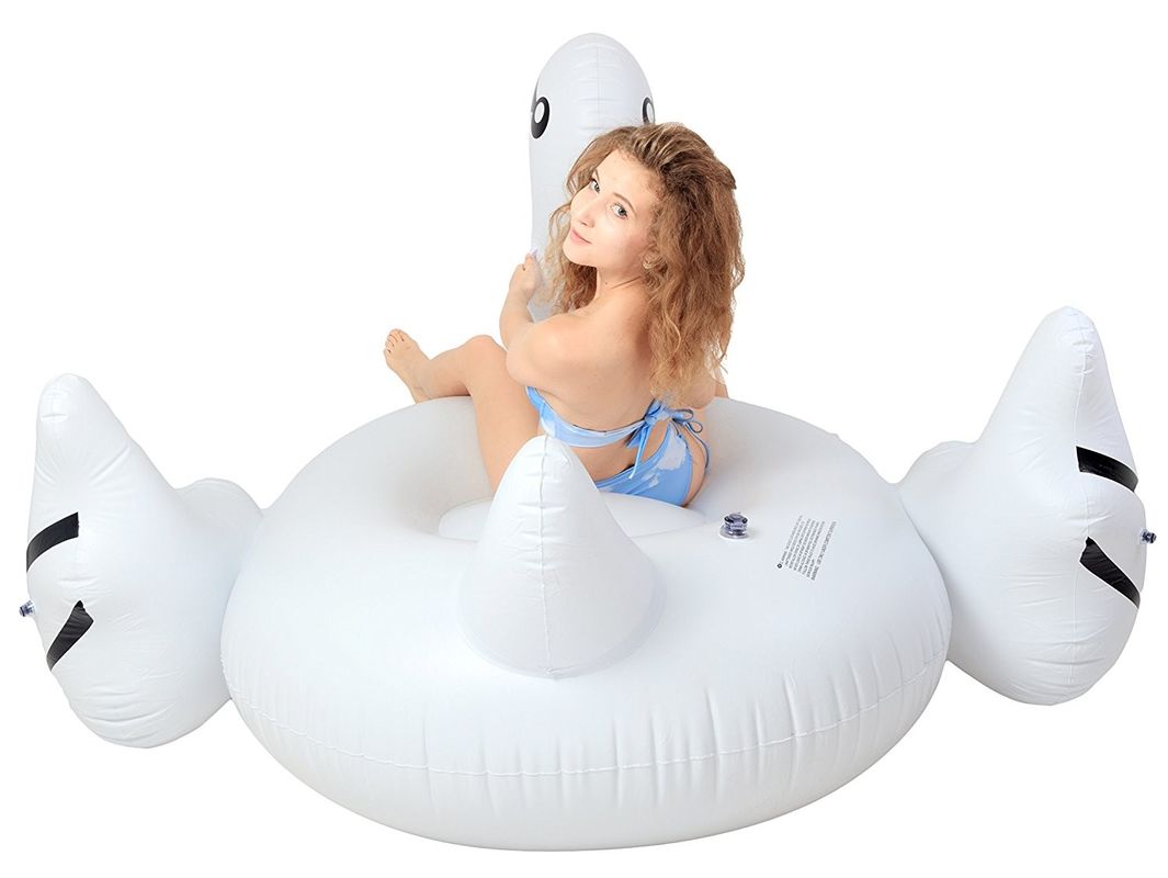 Juguete flotante de la piscina inflada grande del cisne blanco 190 x 190 x 130 cm
