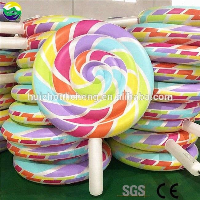 0.3mm Multicolor Flotaciones de piscina grande inflables Lollipop Flotaciones de piscina 220 X 150cm