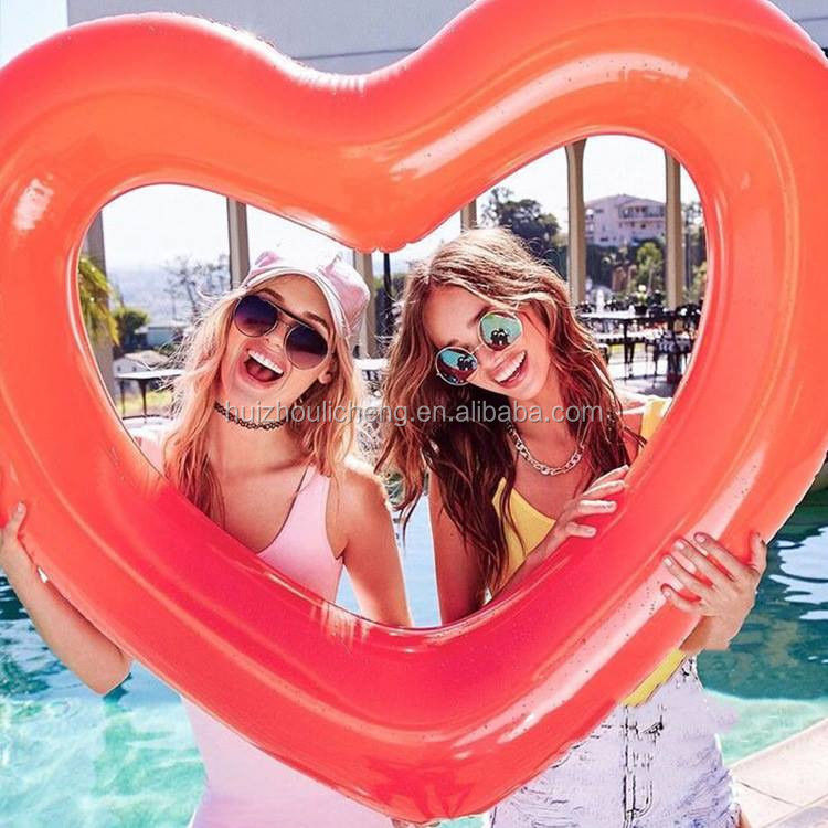 1.5M Float de agua Niños anillo inflable amor corazón piscina piscina Float para adultos