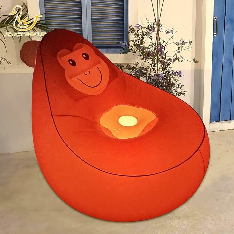 LC Chimpancé diseño de animales inflables salón plegable soplar el sofá silla sofá con luz de control remoto