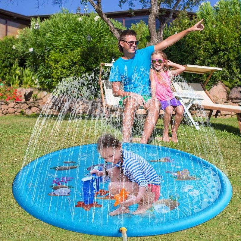 Juguete inflables de 68 pulgadas con rociador de agua personalizado, colchoneta de piscina para fiestas al aire libre