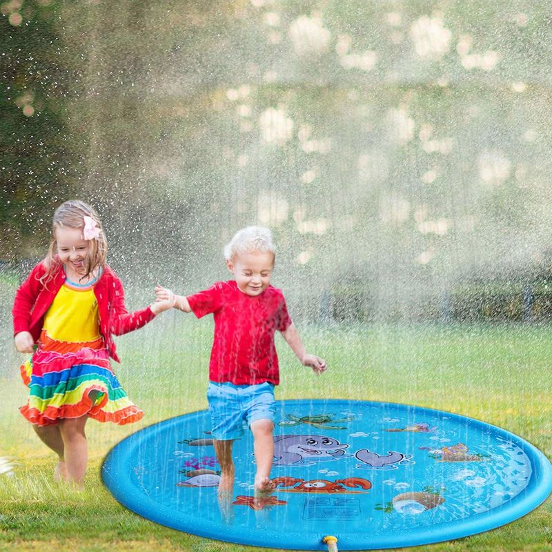 Juguete inflables de 68 pulgadas con rociador de agua personalizado, colchoneta de piscina para fiestas al aire libre