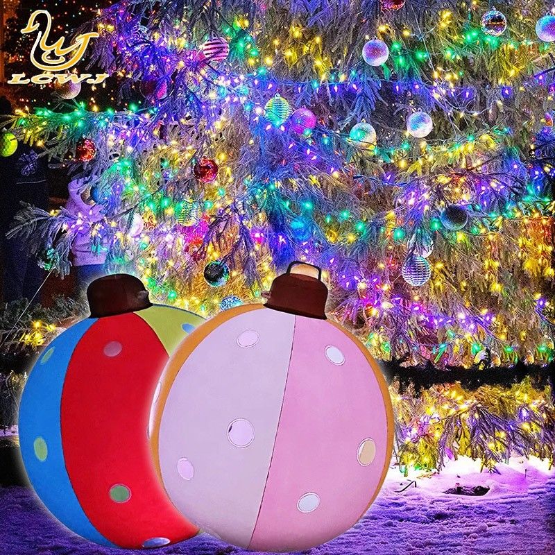 60cm de aire libre inflables de juguete Ornamento decorado Pvc inflables bolas de Navidad con luz