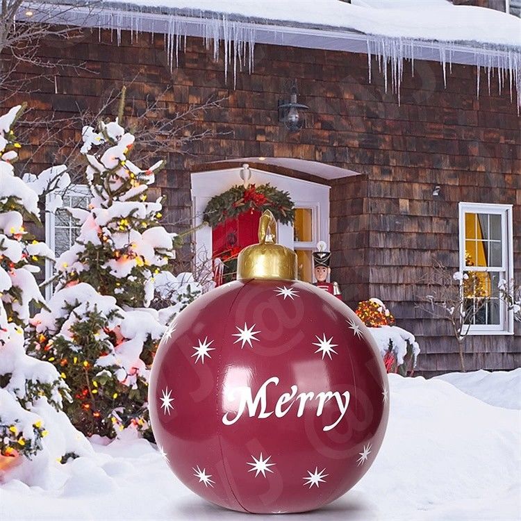 0.2mm de plástico soplado para arriba trineo de nieve inflables bolas de Navidad ornamentación bolas 60cm