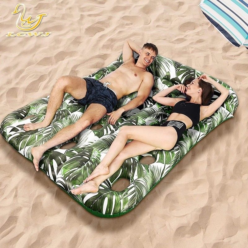 Playa de verano de tamaño grande con tumbona doble balsa piscina de bronceado flotadores almohadillas de agua piscina inflables para adultos