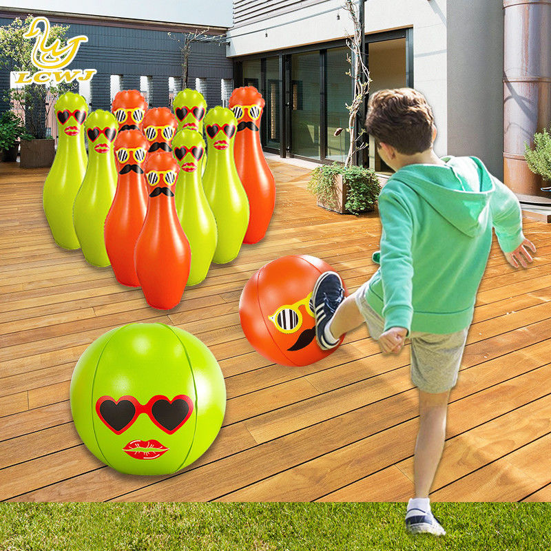 Unisex LC Colorido Divertido Gran patio Juegos al aire libre Jumbo Bola de bolos y alfileres Inflables Niños Set de bolos
