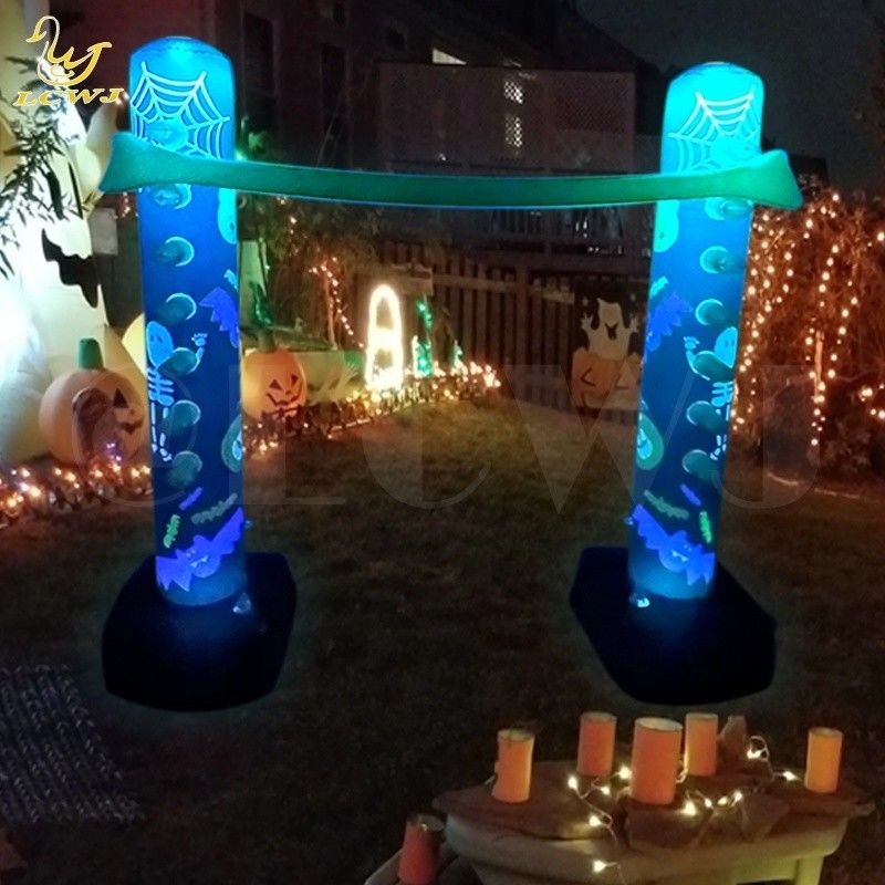 Juegos de patio trasero LC Juegos de fiesta en interiores Divertida decoración luminosa de Halloween Juego de limbo inflable con luz LED para adultos y familia