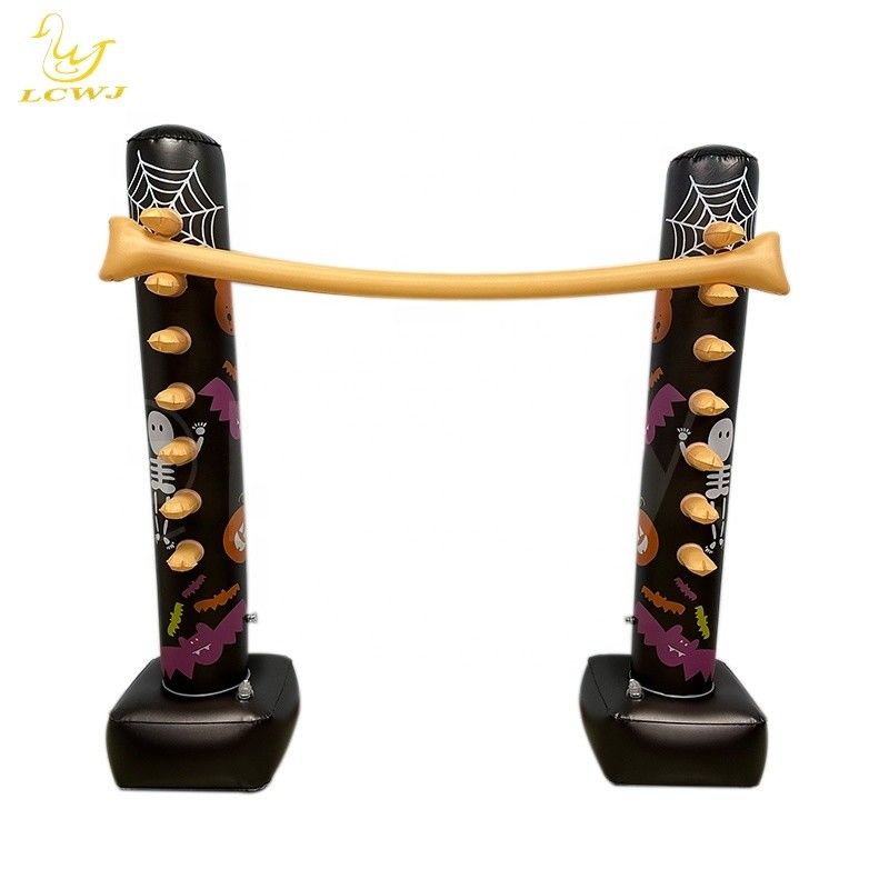 Juegos de patio trasero LC Juegos de fiesta en interiores Divertida decoración luminosa de Halloween Juego de limbo inflable con luz LED para adultos y familia