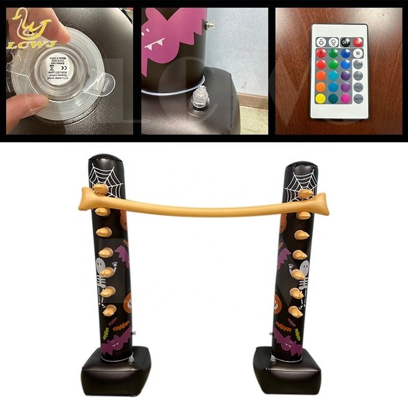 Juegos de patio trasero LC Juegos de fiesta en interiores Divertida decoración luminosa de Halloween Juego de limbo inflable con luz LED para adultos y familia