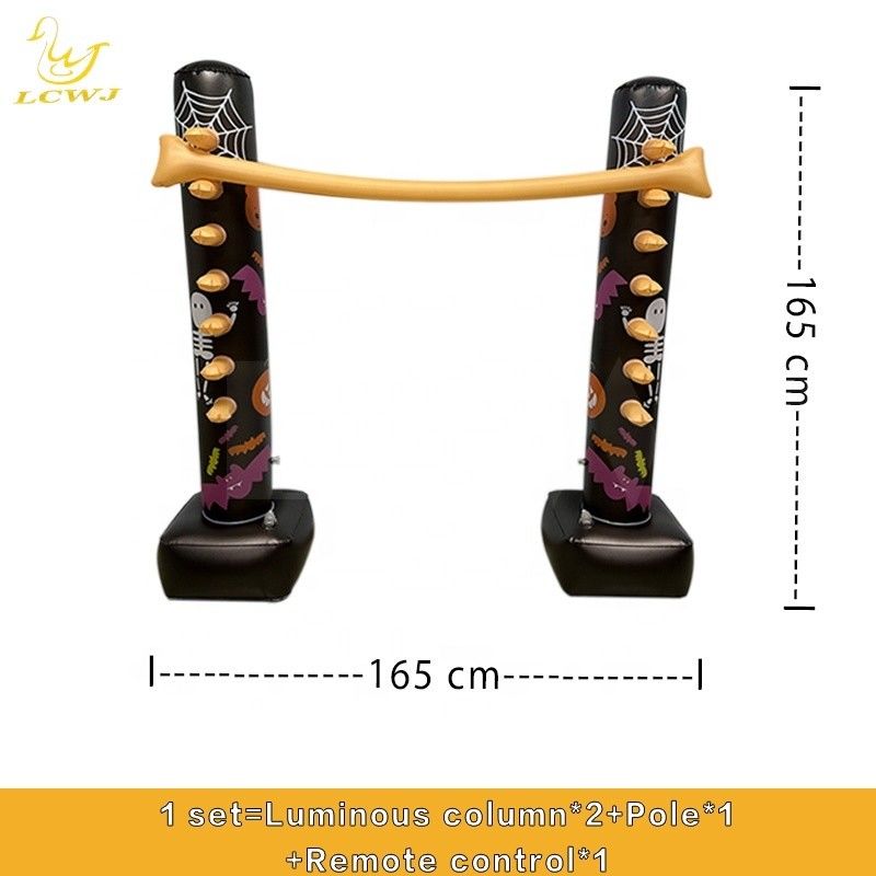 Juegos de patio trasero LC Juegos de fiesta en interiores Divertida decoración luminosa de Halloween Juego de limbo inflable con luz LED para adultos y familia